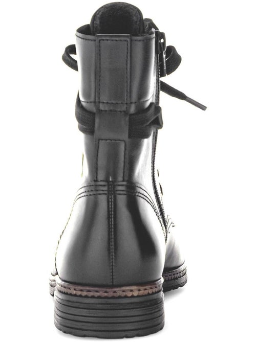 Bottines à lacets  en cuir lisse - Kiabi