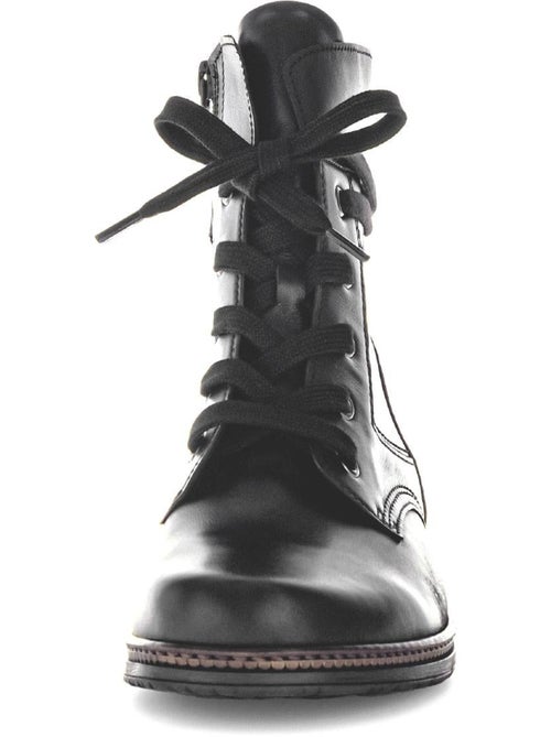 Bottines à lacets  en cuir lisse - Kiabi