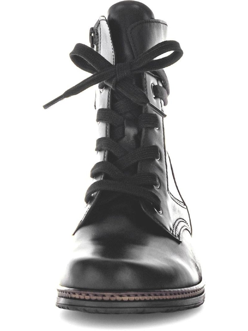 Bottines à lacets  en cuir lisse Noir - Kiabi