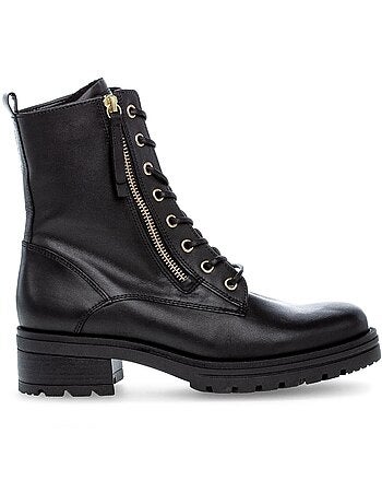 Bottines à lacets en cuir lisse