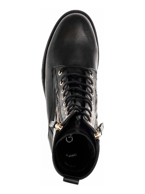 Bottines à lacets  en cuir lisse - Kiabi