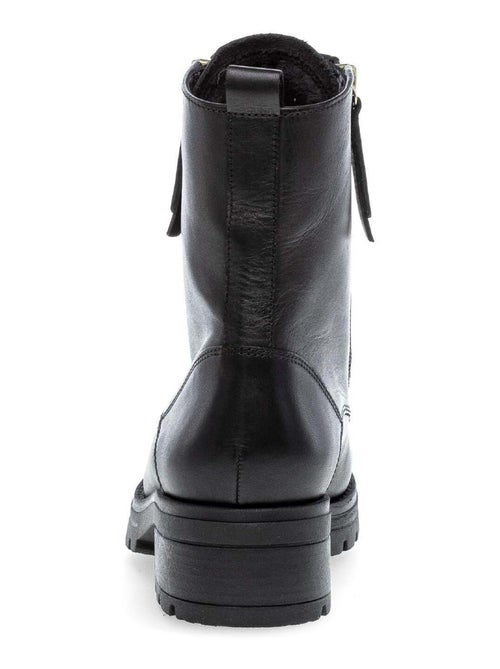 Bottines à lacets  en cuir lisse - Kiabi