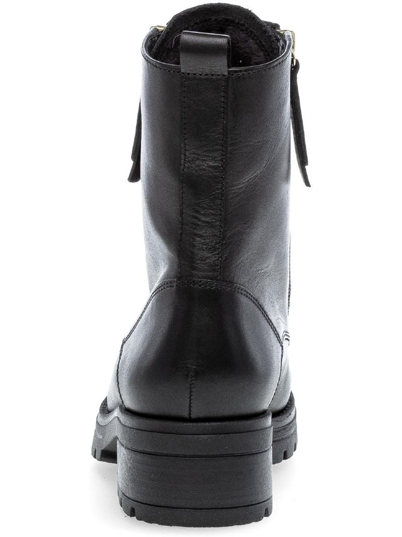 Bottines à lacets  en cuir lisse Noir - Kiabi