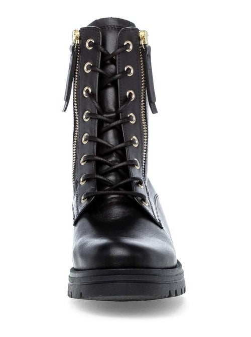 Bottines à lacets  en cuir lisse - Kiabi