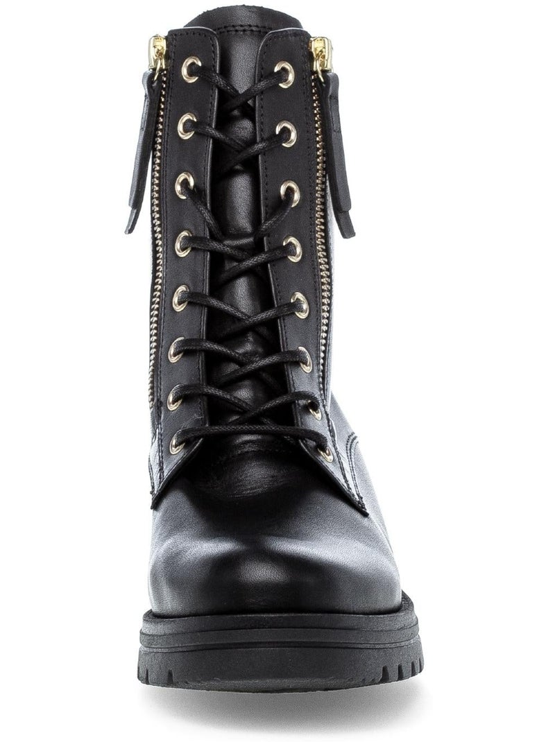 Bottines à lacets  en cuir lisse Noir - Kiabi