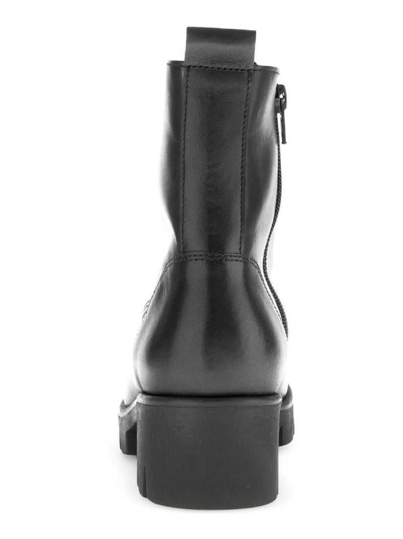 Bottines à lacets  en cuir lisse Noir - Kiabi