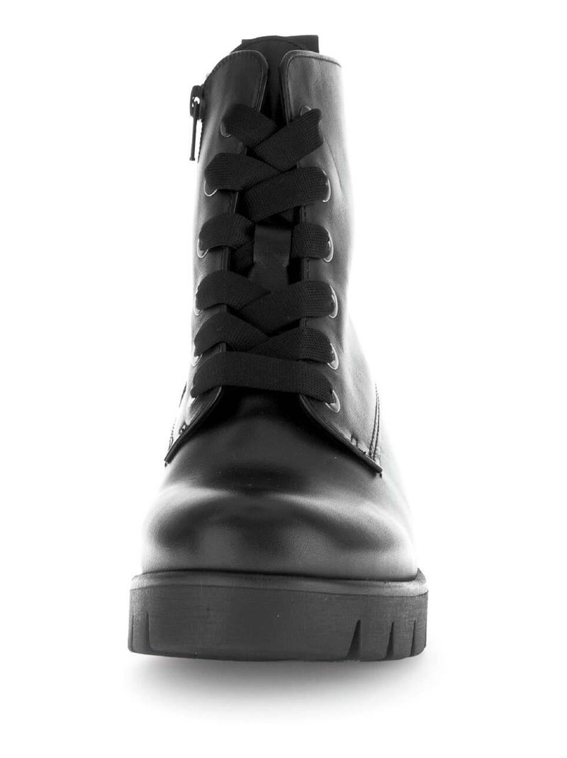 Bottines à lacets  en cuir lisse Noir - Kiabi