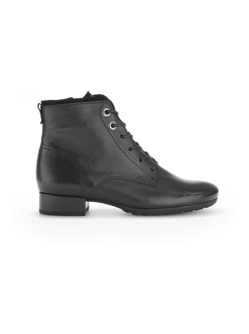 Bottines à lacets  en cuir lisse Noir - Kiabi