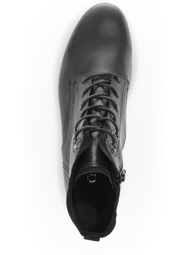 Bottines à lacets  en cuir lisse Noir - Kiabi