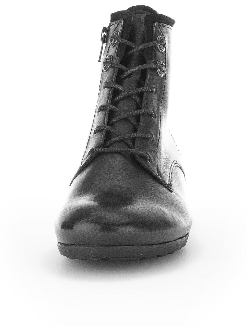 Bottines à lacets  en cuir lisse Noir - Kiabi