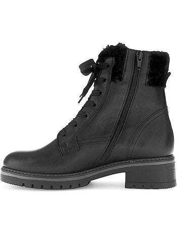 Bottines à lacets en cuir lisse