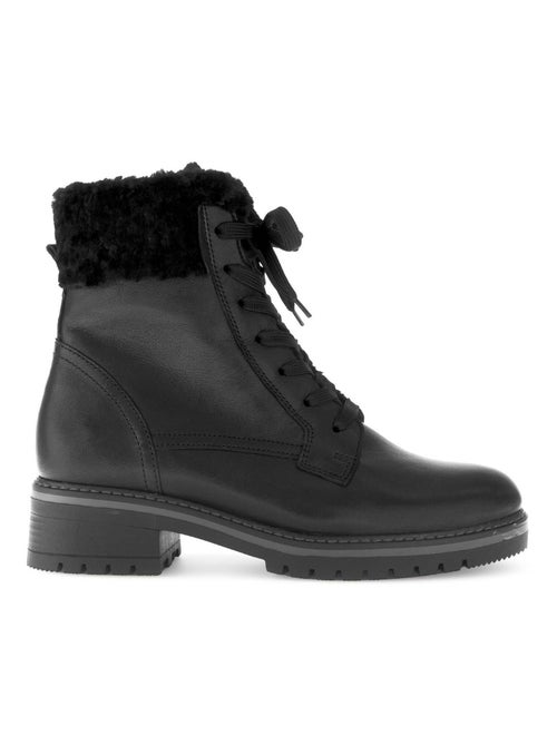 Bottines à lacets  en cuir lisse - Kiabi