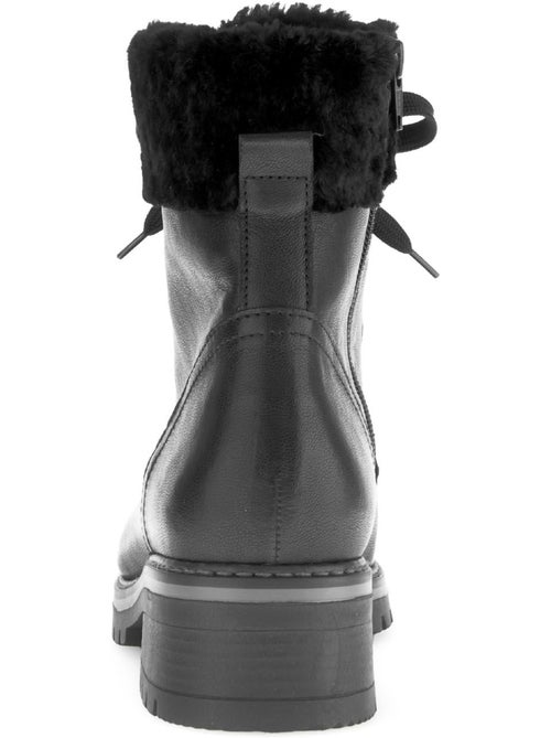 Bottines à lacets  en cuir lisse - Kiabi