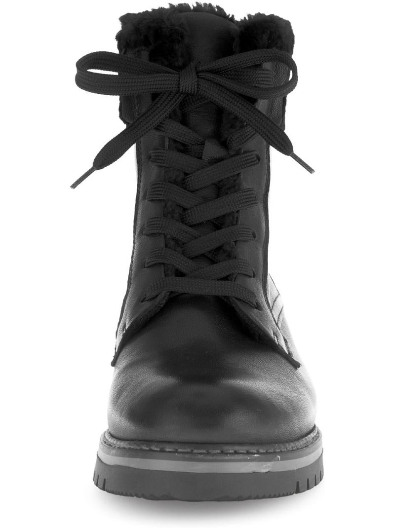 Bottines à lacets  en cuir lisse Noir - Kiabi