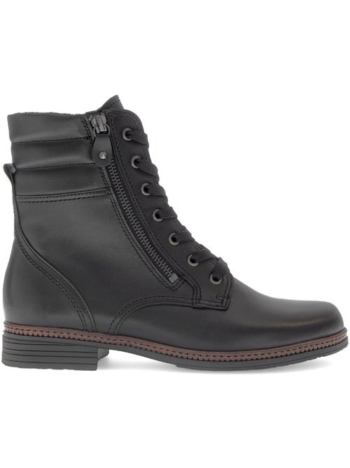 Bottines à lacets  en cuir lisse - Kiabi