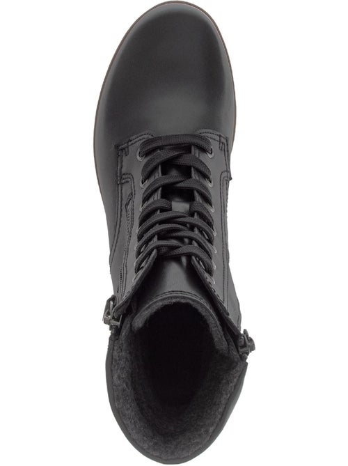 Bottines à lacets  en cuir lisse - Kiabi
