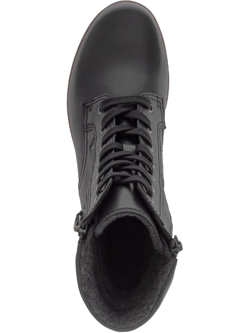 Bottines à lacets  en cuir lisse Noir - Kiabi