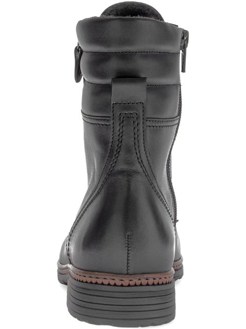 Bottines à lacets  en cuir lisse - Kiabi