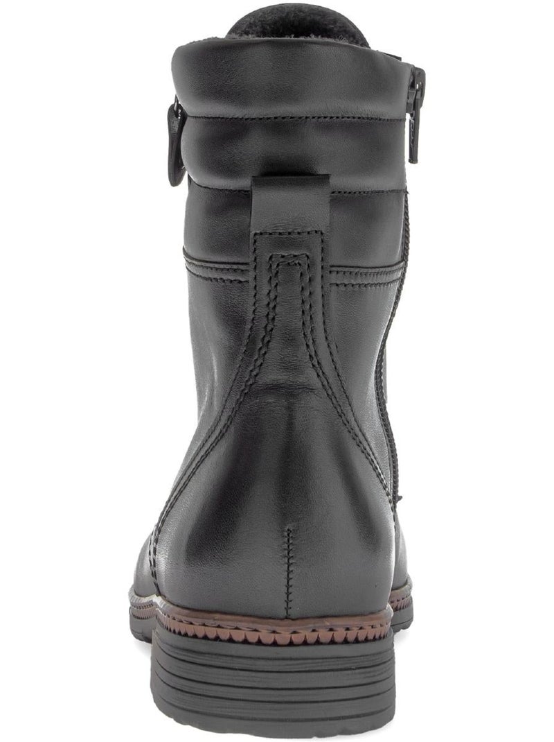 Bottines à lacets  en cuir lisse Noir - Kiabi