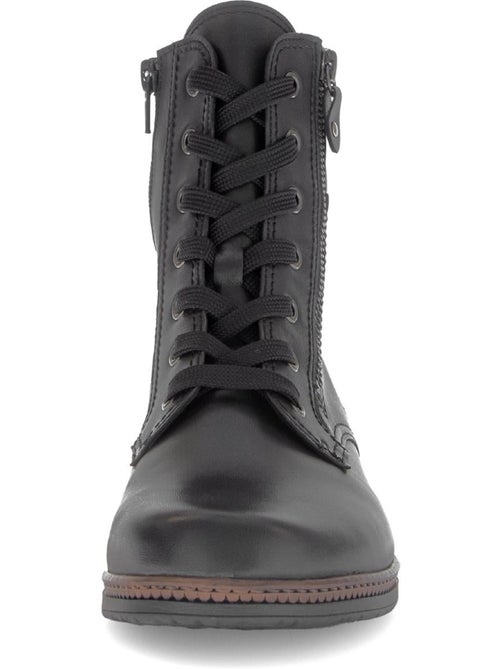 Bottines à lacets  en cuir lisse - Kiabi