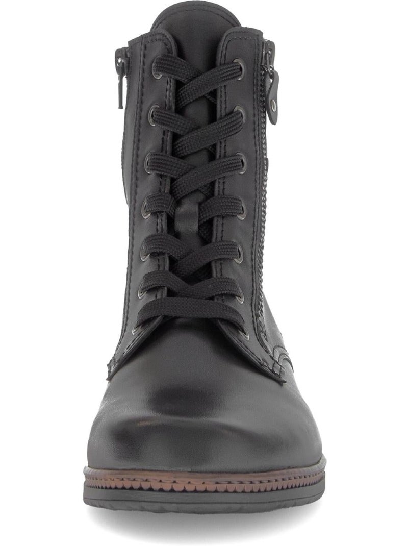 Bottines à lacets  en cuir lisse Noir - Kiabi