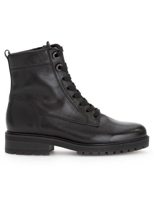 Bottines à lacets  en cuir lisse - Kiabi