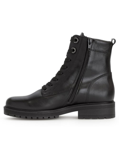 Bottines à lacets  en cuir lisse - Kiabi