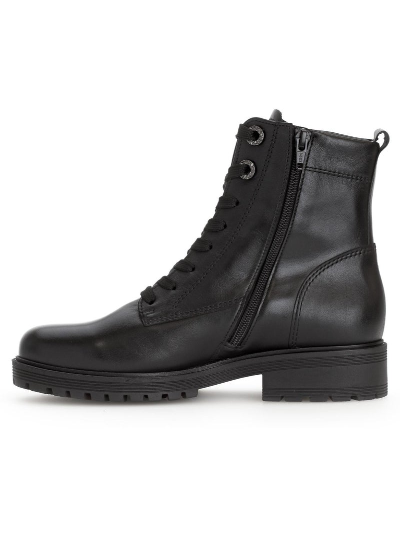 Bottines à lacets  en cuir lisse Noir - Kiabi