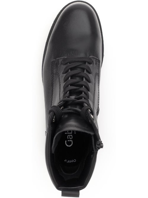 Bottines à lacets  en cuir lisse - Kiabi