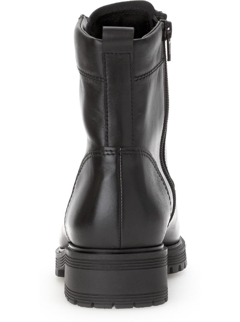 Bottines à lacets  en cuir lisse Noir - Kiabi
