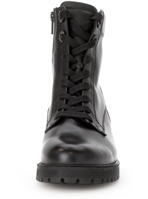 Bottines à lacets  en cuir lisse - Kiabi