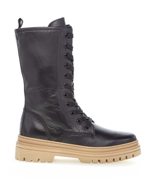 Bottines à lacets  en cuir lisse - Kiabi