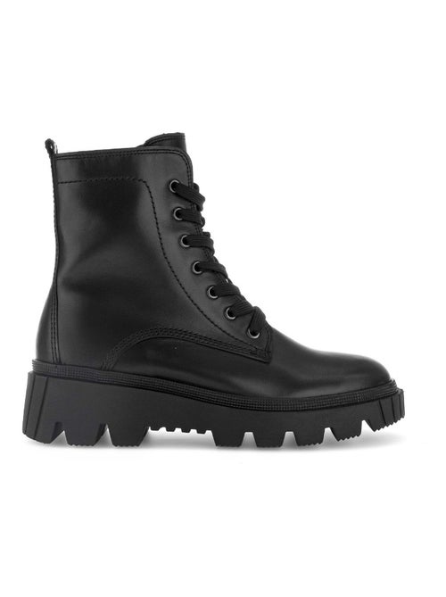 Bottines à lacets  en cuir lisse - Kiabi
