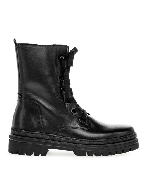 Bottines à lacets  en cuir lisse - Kiabi
