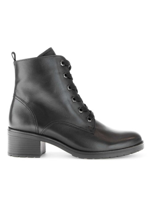 Bottines à lacets  en cuir lisse - Kiabi