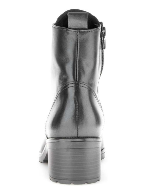 Bottines à lacets  en cuir lisse - Kiabi