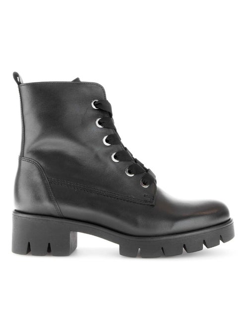 Bottines à lacets  en cuir lisse - Kiabi