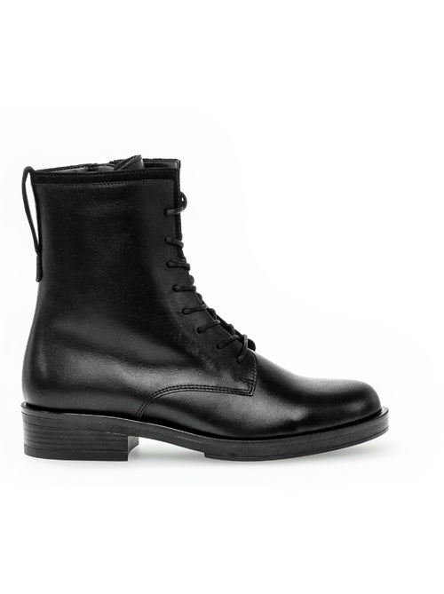 Bottines à lacets  en cuir lisse - Kiabi