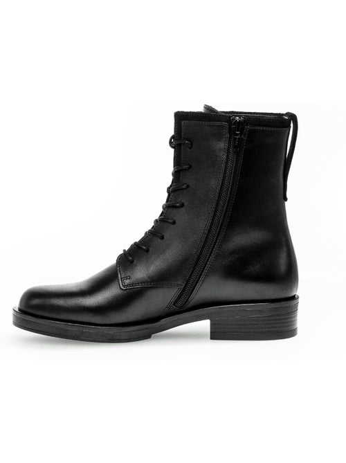 Bottines à lacets  en cuir lisse - Kiabi