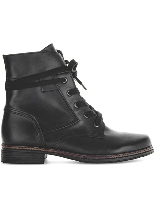 Bottines à lacets  en cuir lisse - Kiabi