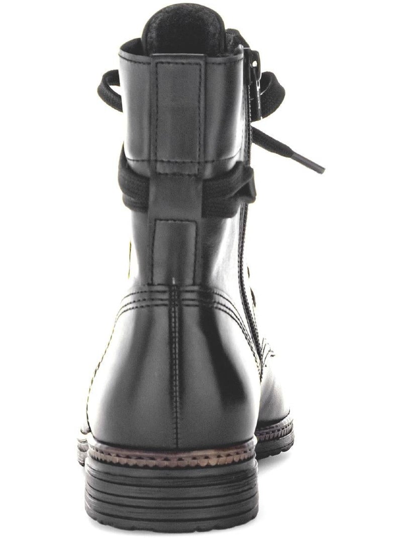 Bottines à lacets  en cuir lisse Noir Noir - Kiabi