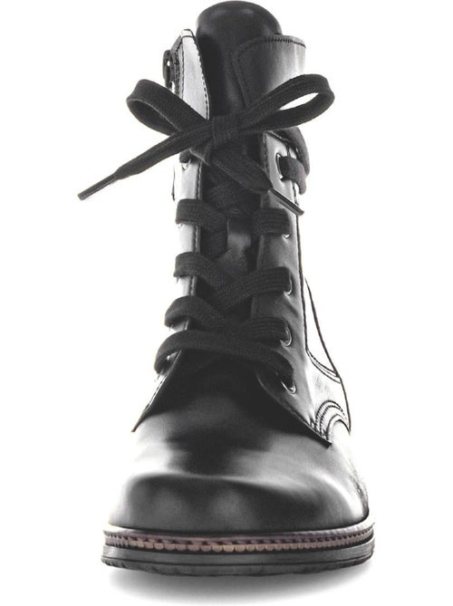 Bottines à lacets  en cuir lisse - Kiabi