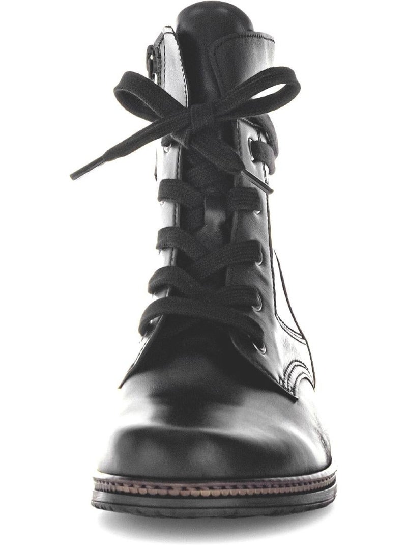 Bottines à lacets  en cuir lisse Noir Noir - Kiabi