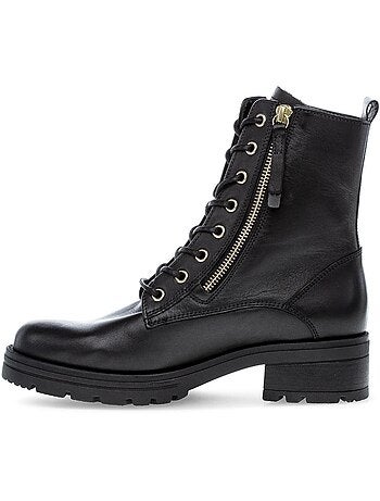 Bottines à lacets en cuir lisse
