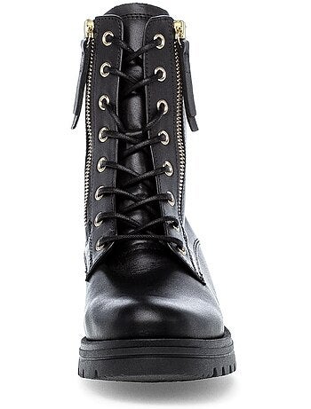 Bottines à lacets en cuir lisse