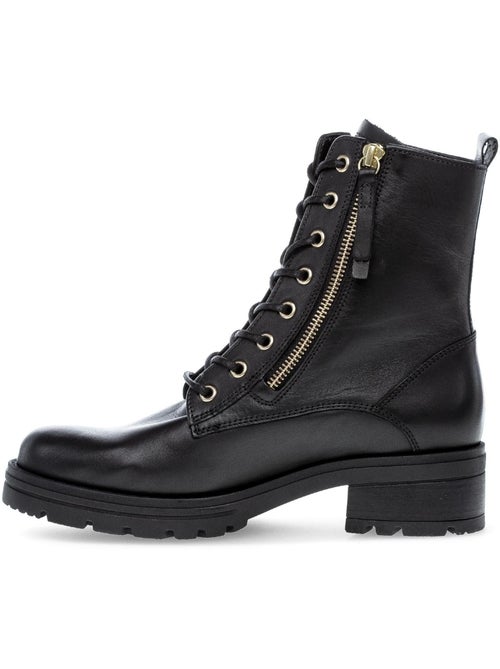 Bottines à lacets  en cuir lisse - Kiabi