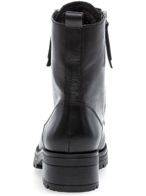 Bottines à lacets  en cuir lisse - Kiabi