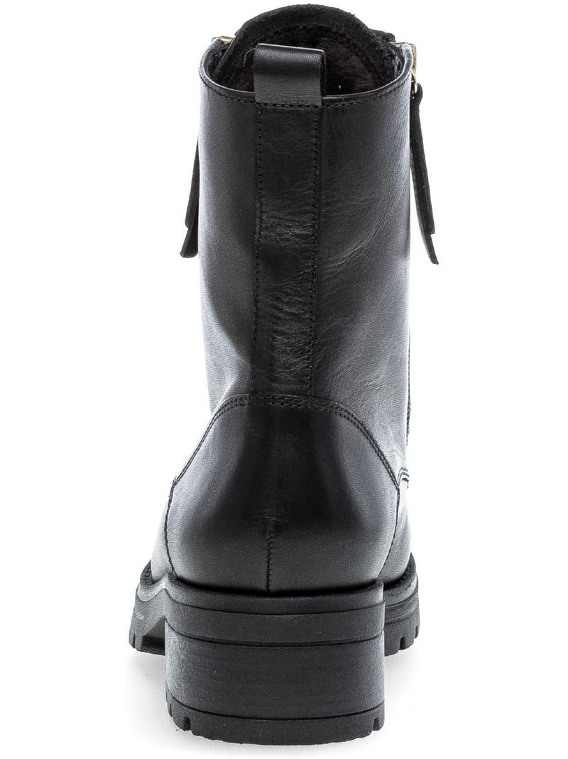 Bottines à lacets  en cuir lisse Noir Noir - Kiabi