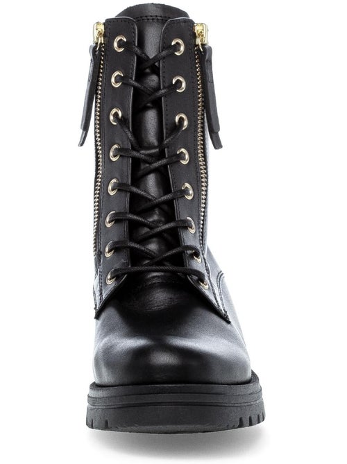 Bottines à lacets  en cuir lisse - Kiabi