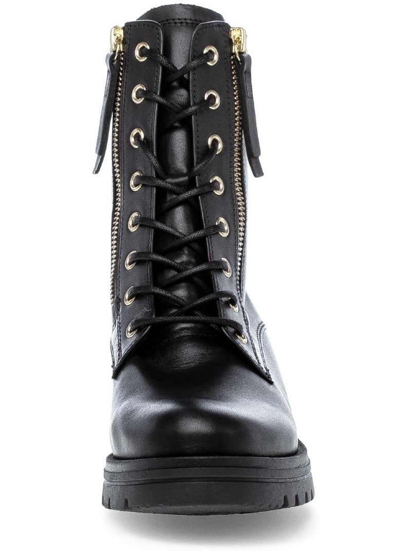 Bottines à lacets  en cuir lisse Noir Noir - Kiabi